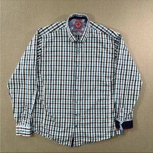 Au Noir Men's Shirt Button Up Long Sleeve Size 6 2XL Blue White Check